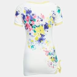 Pre Owned Love Moschino Multicolor Floral Print Knit Inlay T-Shirt S