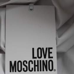 Pre Owned Love Moschino White Logo Print Cotton Draped Half Sleeve T-Shirt S