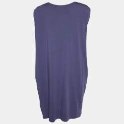 Love Moschino Purple Logo Embroidered Cotton Knit Sleeveless Mini Dress M