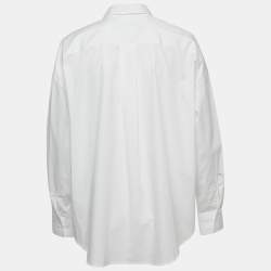 Pre Owned Love Moschino White Embroidered Cotton Full Sleeve Oversized Shirt M
