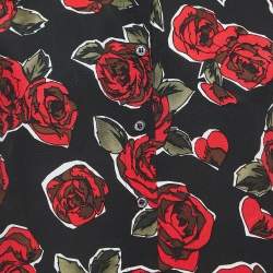 Pre Owned Love Moschino Black Floral Print Crepe Button Front Shirt Blouse L