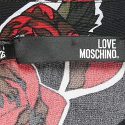 Pre Owned Love Moschino Black Floral Print Crepe Button Front Shirt Blouse L