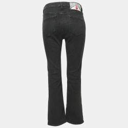 Pre Owned Love Moschino Black Washed Denim Cropped Jeans S Waist 27"