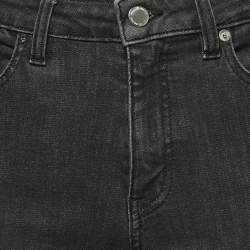 Pre Owned Love Moschino Black Washed Denim Cropped Jeans S Waist 27"