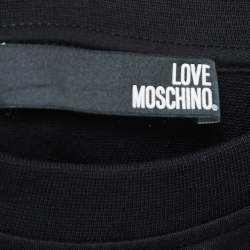 مملوكة مسبقًا Love Moschino Black Digital Print Cotton Dramatic Sleeve T-Shirt S