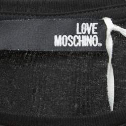 Love Moschino Black Logo Print Cotton Short Sleeve Slim Fit T-Shirt S