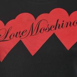 Love Moschino Black Logo Print Cotton Short Sleeve Slim Fit T-Shirt S