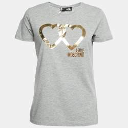 Love Moschino Grey Logo Print Cotton Short Sleeve T-Shirt S