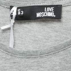 Love Moschino Grey Logo Print Cotton Short Sleeve T-Shirt S