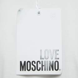 Pre Owned Love Moschino White Logo Heart Print Cotton Short Sleeve T-Shirt M