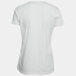 Pre Owned Love Moschino White Logo Heart Print Cotton Short Sleeve T-Shirt M