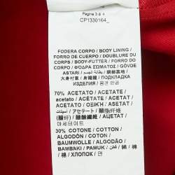 Pre Owned Love Moschino Red Crepe Leather Patch Pleated Maxi Dress S