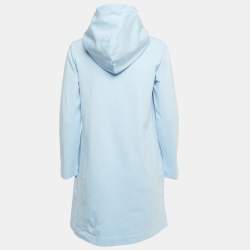 Pre Owned Love Moschino Blue Cotton Frame Logo Hoodie Dress S