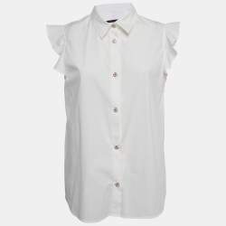 Love Moschino White Cotton Buttoned Sleeveless Shirt Blouse L