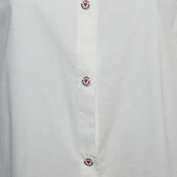 Love Moschino White Cotton Buttoned Sleeveless Shirt Blouse L