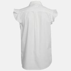 Love Moschino White Cotton Buttoned Sleeveless Shirt Blouse L