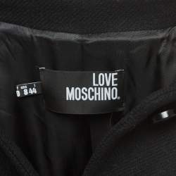 Pre Owned Love Moschino Black Wool Blend Logo Detail Mid-Length Coat M