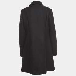 Pre Owned Love Moschino Black Wool Blend Logo Detail Mid-Length Coat M