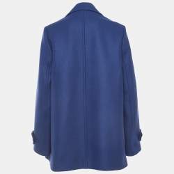 Pre Owned Love Moschino Blue Wool Blend Double Breasted Coat M