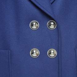 Pre Owned Love Moschino Blue Wool Blend Double Breasted Coat M