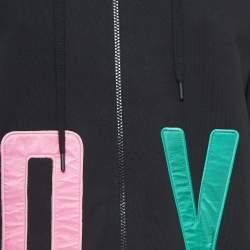 Love Moschino Black Cotton Love Patch Oversize Hooded Sweatshirt S