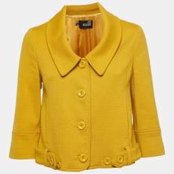 Love Moschino Mustard Yellow Wool Blend Buttoned Jacket S