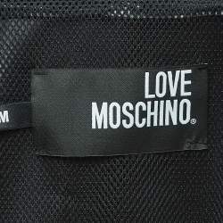 Love Moschino Black Logo Applique Synthetic Bomber Jacket M