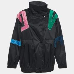 Love Moschino Black Logo Applique Synthetic Bomber Jacket M