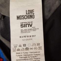 Pre Owned Love Moschino Black Tie-Dye Applique Short Sleeve T-Shirt S