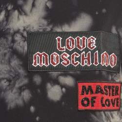 Pre Owned Love Moschino Black Tie-Dye Applique Short Sleeve T-Shirt S