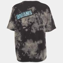 Pre Owned Love Moschino Black Tie-Dye Applique Short Sleeve T-Shirt S
