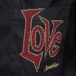 Love Moschino Black Logo Embellished Cotton Long Sleeve Shirt M