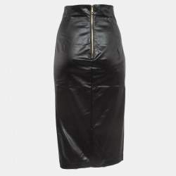 Love Moschino Black High Waist Faux Leather Pencil Skirt S