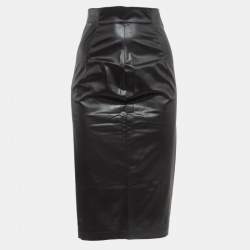 Love Moschino Black High Waist Faux Leather Pencil Skirt S