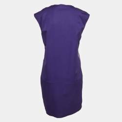 Pre Owned Love Moschino Purple Poplin Braided Detail Shift Dress M