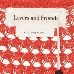 Pre Owned Lovers & Friends Orange Patterned Rib Knit Tianna Maxi Dress XS