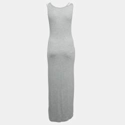 مملوكة مسبقًا Lovers and Friends Grey Rib Knit Cut-Out Detail Sleeveless Maxi Dress M 