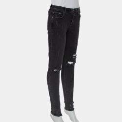 مملوكة مسبقًا Lovers + Friends Black Denim Distressed Skinny Ricky Jeans M
