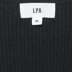 LPA Black Rib Knit Cap Sleeve Short Dress M