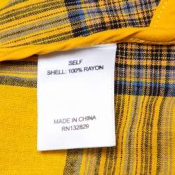 LPA Mustard Yellow Cotton Plaid Slim Trousers L 