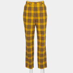 LPA Mustard Yellow Cotton Plaid Slim Trousers L 