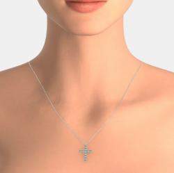 14K Hypoallergenic White Gold Natural Diamond Cross Pendant Necklace (1.00 Ctw)