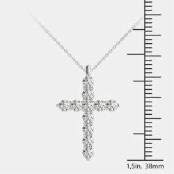 14K Hypoallergenic White Gold Natural Diamond Cross Pendant Necklace (1.00 Ctw)
