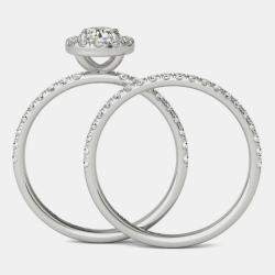 14K White Gold Halo Bridal Ring (1.00 Ctw, I1-I2)