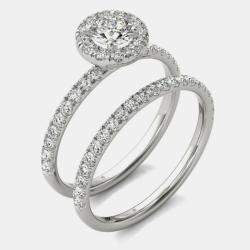 14K White Gold Halo Bridal Ring (1.00 Ctw, I1-I2)