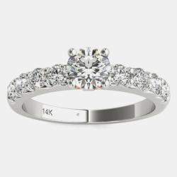 14K White Gold Solitaire Natural Diamond Engagement Ring (1.00 Ctw) US 7