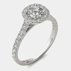Pre Owned 14K White Gold Natural Diamond Halo Engagement Ring (1.00 Ctw) US 7