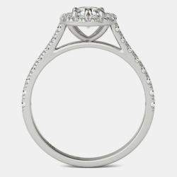 Pre Owned 14K White Gold Natural Diamond Halo Engagement Ring (1.00 Ctw) US 7