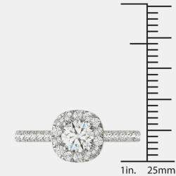 Pre Owned 14K White Gold Natural Diamond Halo Engagement Ring (1.00 Ctw) US 7