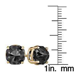 14K Yellow Gold Black Stone Stud Earrings (Appox 4.00 cts)